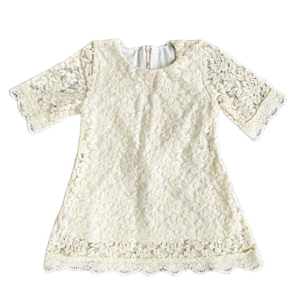 Lace Flower Girl Dress Size‎ 0-3 months Cream NWOT